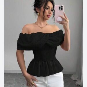 Freshman Black Eyelet Top